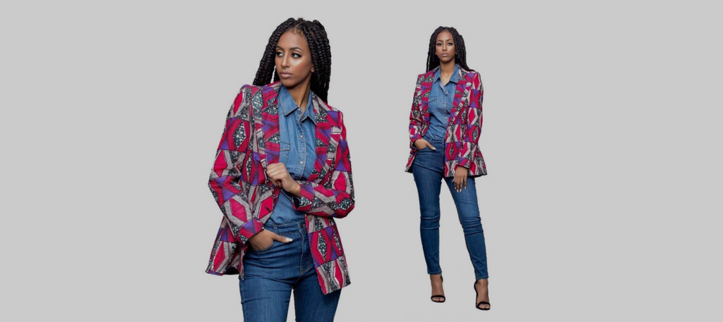 Veste femme sales en tissu pagne