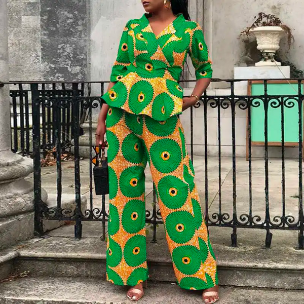 Ensemble Pantalon Vert Leger Femme Africaine Royaume d Afrique