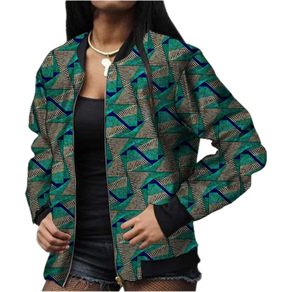 Veste Wax Bomber Femme Bamileke Royaume d Afrique