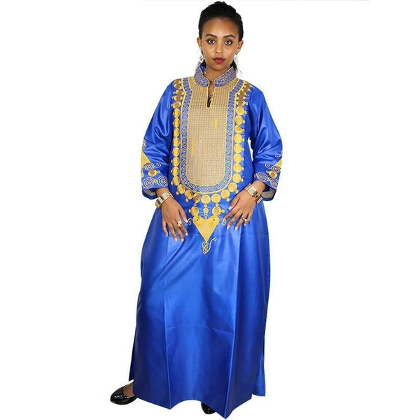 Boubou Africain Bleu Femme Coton