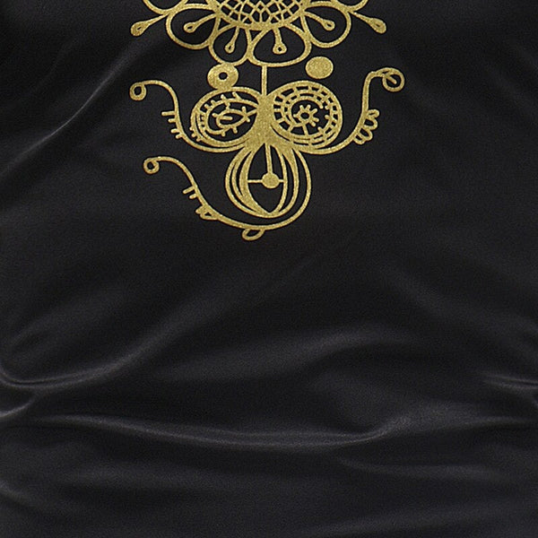 Chemise Africaine Noire avec logo Doré
