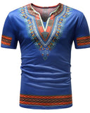 T-shirt Tribal Africain Homme Bleu